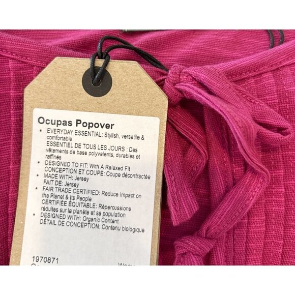 Prana Women's Ocupas Popover Blouse Top Pin-Tuck Keyhole Orchid Bloom - Picture 8 of 9